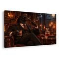 QUADRO SU TELA – GENTILUOMO CORVO CON SIGARO - QUADRI HALLOWEEN E HORROR - STAMPE E QUADRI