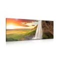 CANVAS PRINT MAJESTIC WATERFALL IN ICELAND - PICTURES OF NATURE AND LANDSCAPE - PICTURES