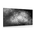 CANVAS PRINT MANDALA WITH A GALACTIC BACKGROUND IN BLACK AND WHITE - BLACK AND WHITE PICTURES - PICTURES