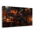 QUADRO SU TELA – GENTILUOMO ZUCCA ACCANTO AL CAMINO - QUADRI HALLOWEEN E HORROR - STAMPE E QUADRI