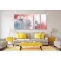 5-PIECE CANVAS PRINT DANDELION WITH ABSTRACT ELEMENTS - PICTURES FLOWERS - PICTURES