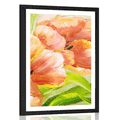 POSTER WITH MOUNT RED TULIPS IN VINTAGE DESIGN - FLOWERS - POSTERS