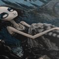 QUADRO SU TELA – RAGAZZA GOTICA CON GATTO NERO - QUADRI HALLOWEEN E HORROR - STAMPE E QUADRI
