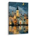 OBRAZ KOUZELNÁ ZIMNÍ NOC VE MĚSTĚ - BAREVNÉ DOMY - OBRAZY