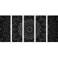 5-DÍLNÝ OBRAZ VINTAGE MANDALA V INDICKÉM STYLU V ČERNOBÍLÉM PROVEDENÍ - ČERNOBÍLÉ OBRAZY - OBRAZY