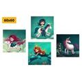 CANVAS PRINT SET FAIRY-TALE CREATURES - SET OF PICTURES - PICTURES