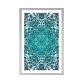 POSTER MIT PASSEPARTOUT BLAU-WEISSE ROSETTE - FENG SHUI - POSTER