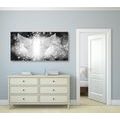 CANVAS PRINT BLACK AND WHITE WINGS WITH ABSTRACT ELEMENTS - BLACK AND WHITE PICTURES - PICTURES