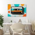 WANDBILD RETRO-KASSETTE MIT KREISEN - MUSIKBILDER - BILDER