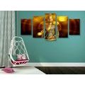 5-PIECE CANVAS PRINT BUDDHA STATUE WITH AN ABSTRACT BACKGROUND - PICTURES FENG SHUI - PICTURES