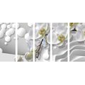 5-PIECE CANVAS PRINT ORCHID ON AN ABSTRACT BACKGROUND - PICTURES FLOWERS - PICTURES