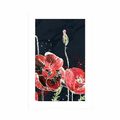 POSTER WITH MOUNT RED POPPIES ON A BLACK BACKGROUND - FLOWERS - POSTERS