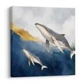 TABLEAU SUR TOILE – COUPLE DE BALEINES DANS L’OCÉAN BLEU - TABLEAUX DE BALEINE - TABLEAUX