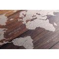 CANVAS PRINT DECENT MAP WITH A WOODEN BACKGROUND - PICTURES OF MAPS - PICTURES