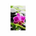 POSTER MIT PASSEPARTOUT WELLNESS-STILLLEBEN MIT LILA ORCHIDEE - FENG SHUI - POSTER