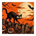 QUADRO SU TELA – GATTO DI HALLOWEEN TRA LE ZUCCHE - QUADRI HALLOWEEN E HORROR - STAMPE E QUADRI