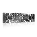 CANVAS PRINT MODERN MANDALA WITH AN ORIENTAL PATTERN IN BLACK AND WHITE - BLACK AND WHITE PICTURES - PICTURES