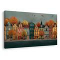 WANDBILD HERBSTLICHER ZAUBER DER STADTSTRASSE - BUNTE HÄUSER - BILDER