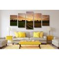5-PIECE CANVAS PRINT SUNSET OVER THE LANDSCAPE - PICTURES OF NATURE AND LANDSCAPE - PICTURES