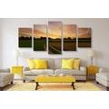 IMPRESSION SUR TOILE EN 5 PARTIES COUCHER DE SOLEIL SUR LE PAYSAGE - IMPRESSION SUR TOILE DE NATURE ET PAYSAGE - IMPRESSION SUR TOILE