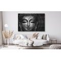 CANVAS PRINT BUDDHA FACE IN BLACK AND WHITE - BLACK AND WHITE PICTURES - PICTURES