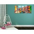 5-PIECE CANVAS PRINT PASTEL HOUSES IN A TOWN - PICTURES OF CITIES - PICTURES