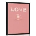 POSTER DOG WITH THE INSCRIPTION LOVE IN A PINK DESIGN - MOTIFS FROM OUR WORKSHOP - POSTERS