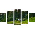 5-DELNA SLIKA PRAVLJIČNE HIŠKE PRI REKI - SLIKE NARAVE IN POKRAJINE - SLIKE