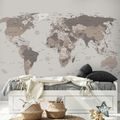 TAPETE WELTKARTE IN BEIGE - WELTKARTEN-TAPETEN - TAPETEN