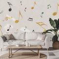 SELBSTKLEBENDE TAPETE MUSIKNOTEN IN GOLD UND SCHWARZ - MUSIK FOTOTAPETEN - TAPETEN