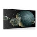 CANVAS PRINT METEORITES AROUND THE PLANET - PICTURES OF SPACE AND STARS - PICTURES
