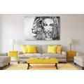 CANVAS PRINT ALMIGHTY WITH A LION IN BLACK AND WHITE - BLACK AND WHITE PICTURES - PICTURES