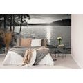 SELF ADHESIVE WALL MURAL SUNSET OVER THE LAKE IN BLACK AND WHITE - SELF-ADHESIVE WALLPAPERS - WALLPAPERS