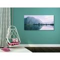 CANVAS PRINT PAINTED MOUNTAINS BY THE LAKE - PICTURES OF NATURE AND LANDSCAPE - PICTURES