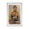 AFFICHE AVEC MONTURE LA STATUE DE BOUDDHA EN POSITION DE MÉDITATION - FENG SHUI - AFFICHES