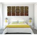 5-TEILIGES WANDBILD GOLDENES ORIENTALISCHES MANDALA - BILDER MIT FENG SHUI-MOTIVEN - BILDER