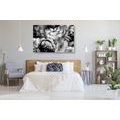 CANVAS PRINT IMPRESSIONISTIC WORLD OF FLOWERS IN BLACK AND WHITE - BLACK AND WHITE PICTURES - PICTURES