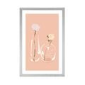 POSTER CON PASSEPARTOUT FIORI NEL VASO IN STILE MINIMAL - VASI - POSTER