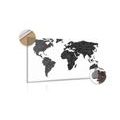 DECORATIVE PINBOARD BLACK AND WHITE WORLD MAP - PICTURES ON CORK{% if product.category.pathNames[0] != product.category.name %} - PICTURES{% endif %}
