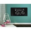 CANVAS PRINT DISCO RADIO FROM THE 90S IN BLACK AND WHITE - BLACK AND WHITE PICTURES - PICTURES