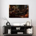 QUADRO SU TELA – SCHELETRO CON SIGARO E WHISKY - QUADRI HALLOWEEN E HORROR - STAMPE E QUADRI
