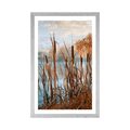 POSTER MIT PASSEPARTOUT FLUSS INMITTEN HERBSTLICHER NATUR - NATUR - POSTER