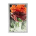 POSTER ROSE MIT ABSTRAKTEN ELEMENTEN - BLUMEN - POSTER