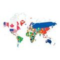 CANVAS PRINT WORLD MAP WITH FLAGS ON A WHITE BACKGROUND - PICTURES OF MAPS - PICTURES