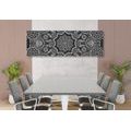 WANDBILD INDISCHES MANDALA MIT BLUMENMUSTER IN SCHWARZ-WEISS - SCHWARZ-WEISSE BILDER - BILDER