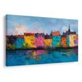OBRAZ PESTROBAREVNÉ DOMY U ŘEKY - BAREVNÉ DOMY - OBRAZY