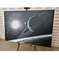 WANDBILD PLANET IM WELTRAUM IN SCHWARZ-WEISS - SCHWARZ-WEISSE BILDER - BILDER