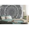 WALLPAPER FLORAL MANDALA IN BLACK AND WHITE - BLACK AND WHITE WALLPAPERS - WALLPAPERS