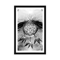 POSTER WITH MOUNT INDIAN DREAM CATCHER IN BLACK AND WHITE - BLACK AND WHITE - POSTERS