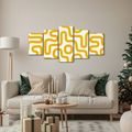 TABLEAU EN 5 PARTIES – LIGNES ABSTRAITES JAUNES - PEINTURES VINTAGE ET RÉTRO - TABLEAUX